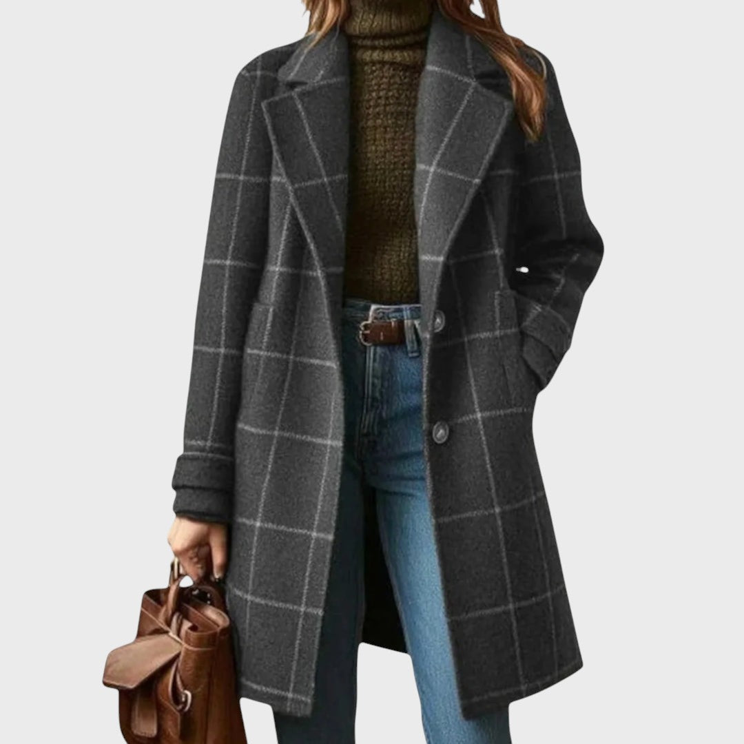 Klára | Klasický kabát s kostkovaným vzorem