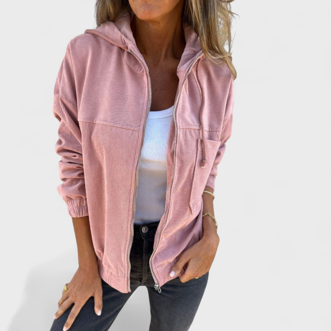 Pavla - Sametový kabát s kapucí a zipem