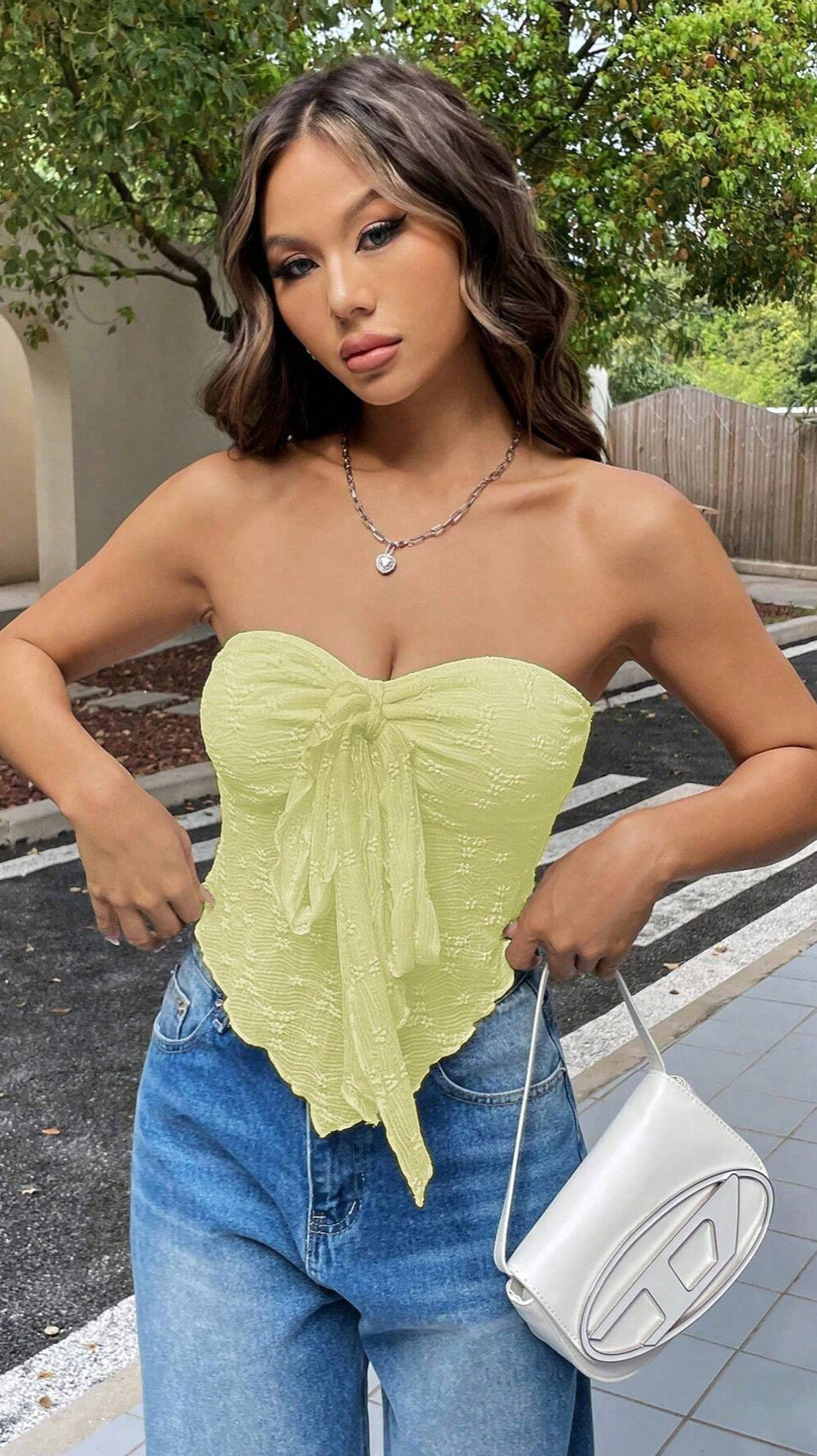 Strapless Bow Tie Bandeau Top for Women – Chic Summer Crop Top