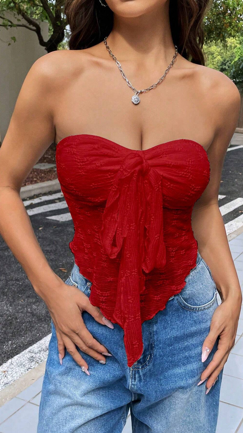 Strapless Bow Tie Bandeau Top for Women – Chic Summer Crop Top
