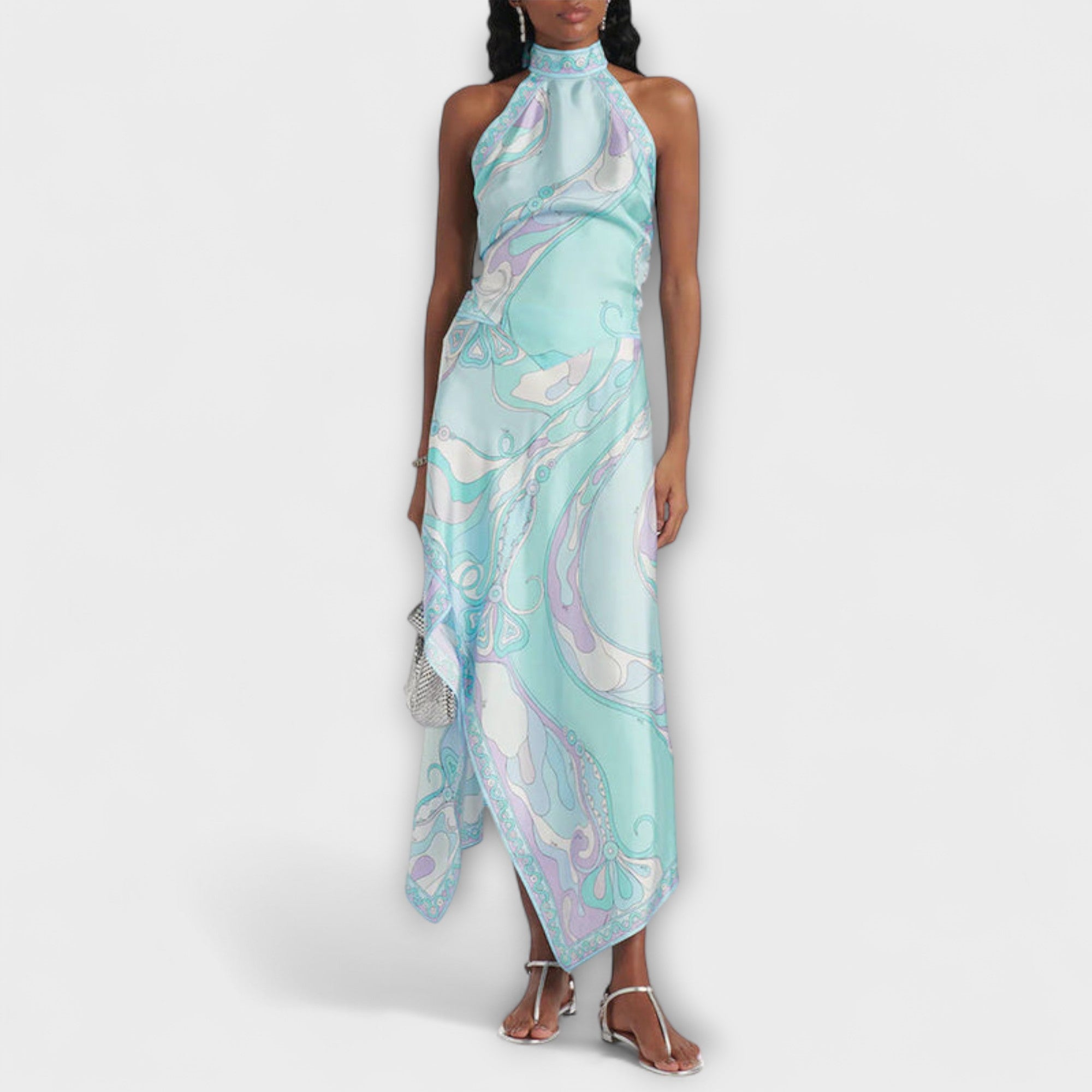 Everly - Sada halter topu a asymetrické midi sukně