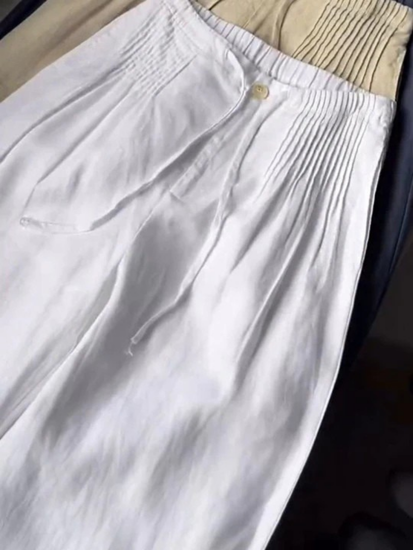 Camille | Kalhoty se širokými nohavicemi z bavlněno-lněné směsi