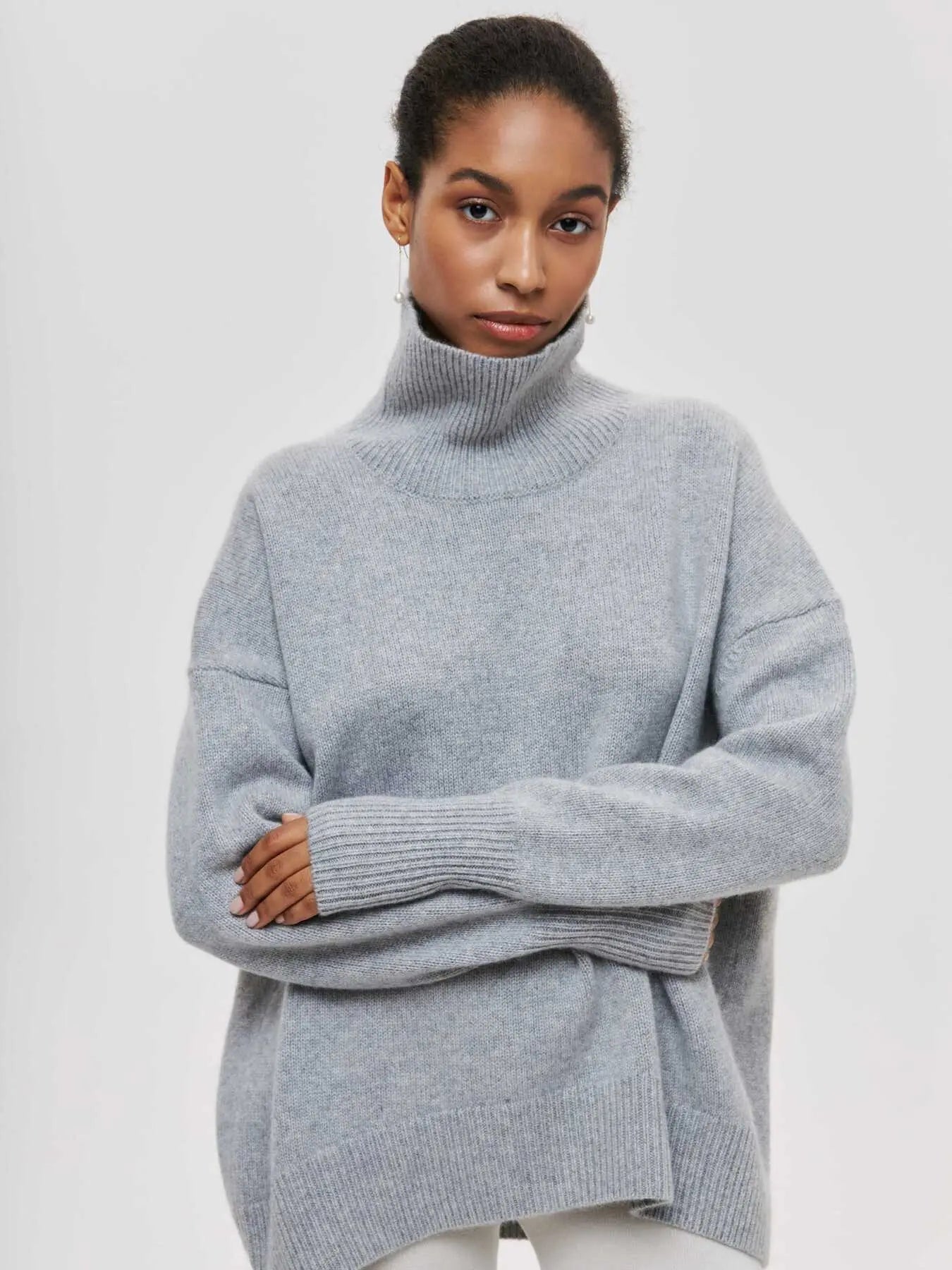 Orange Oversized Turtleneck Sweater for Women – Cozy Winter Knit