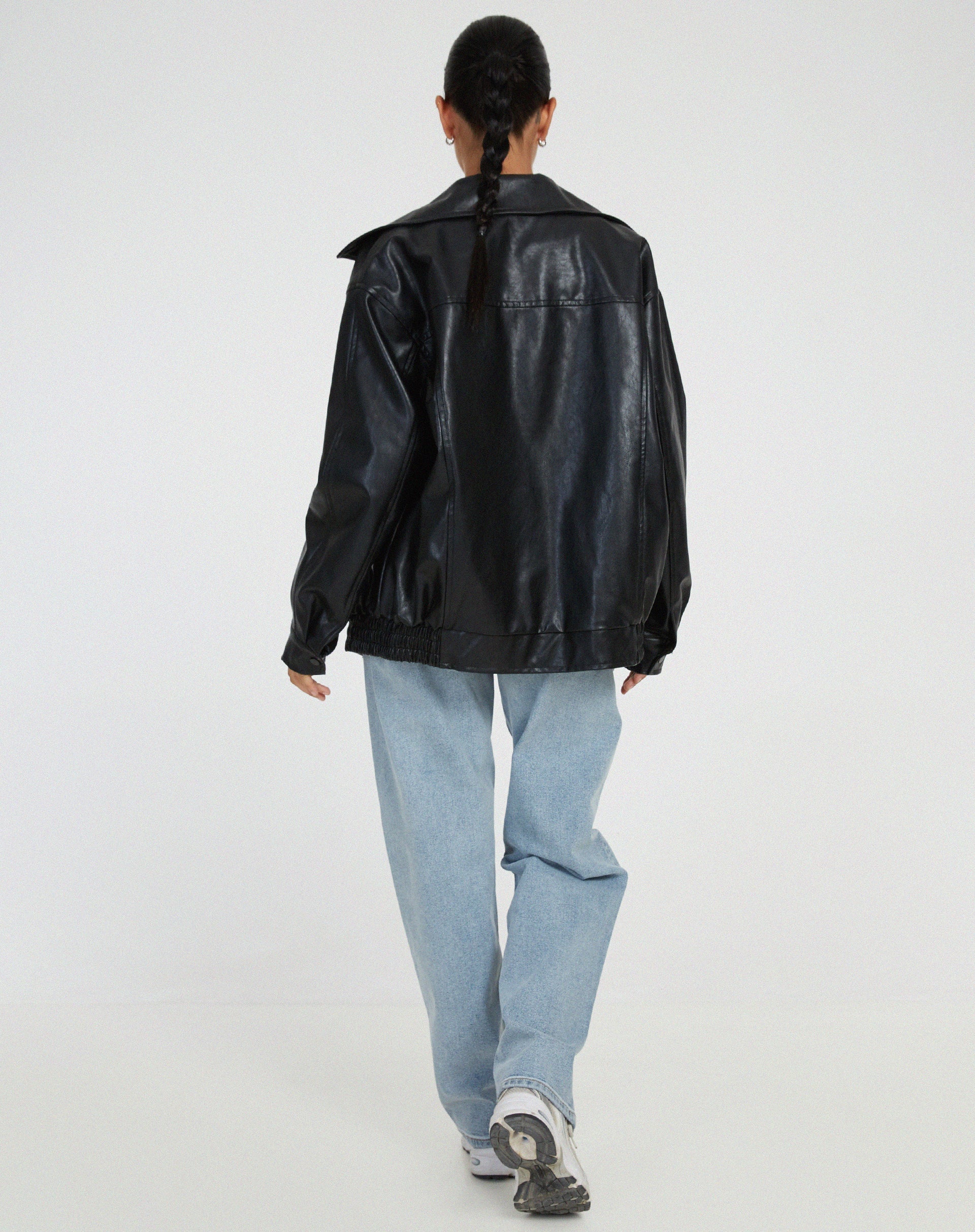 Oversized Faux Leather Jacket for Women – Stylish Casual Outerwear