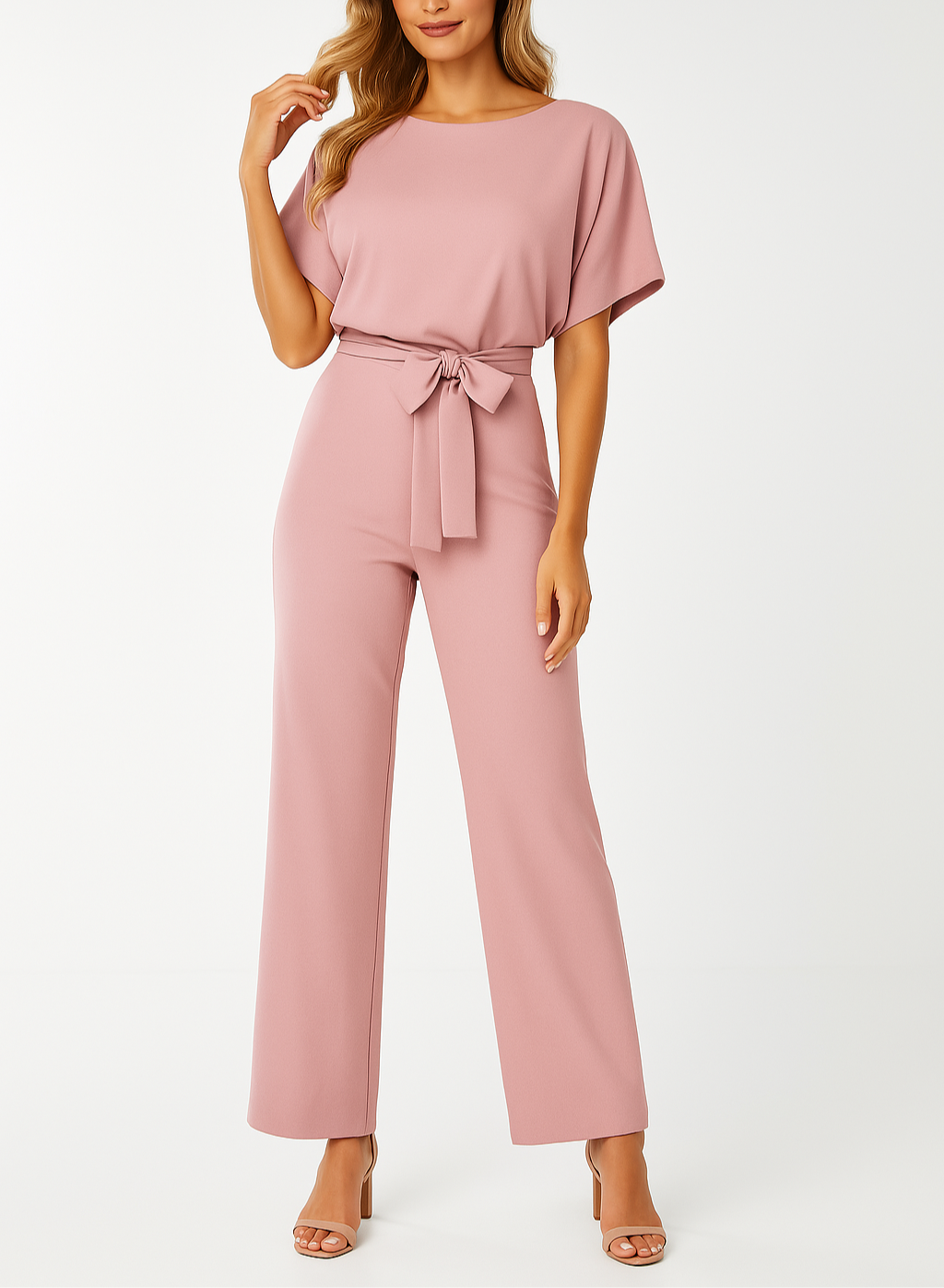 Belted Wide-Leg Jumpsuit – Elegant Casual to Formal Outfit
