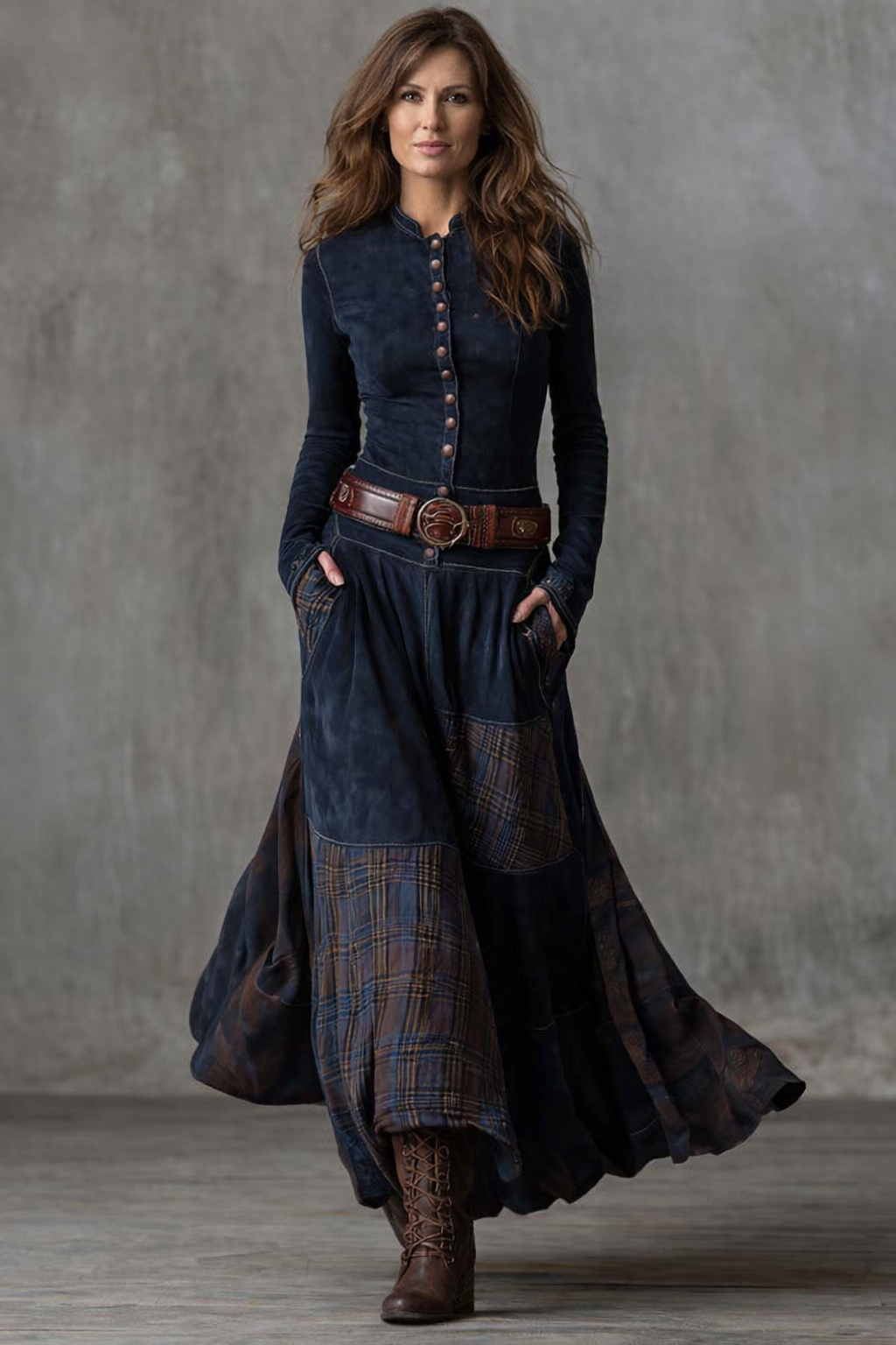 Helena | Semišové maxi šaty s páskem