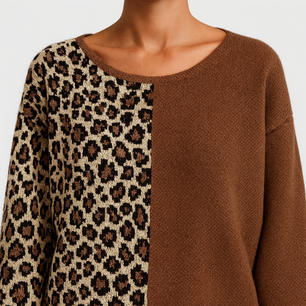 Marina - Ležérní svetr s leopardím designem