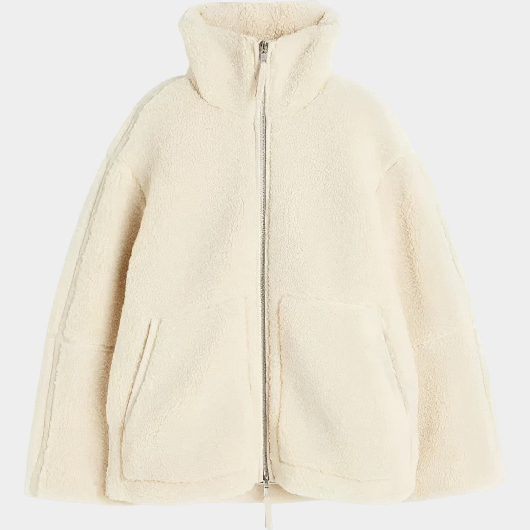 Petra – dámský oversized teddy kabát se zipem