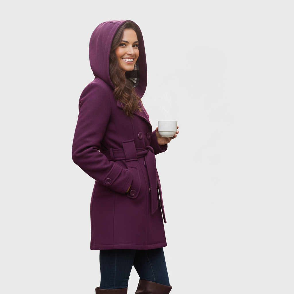 Evelyn | Elegantní kabát s kapucí a páskem