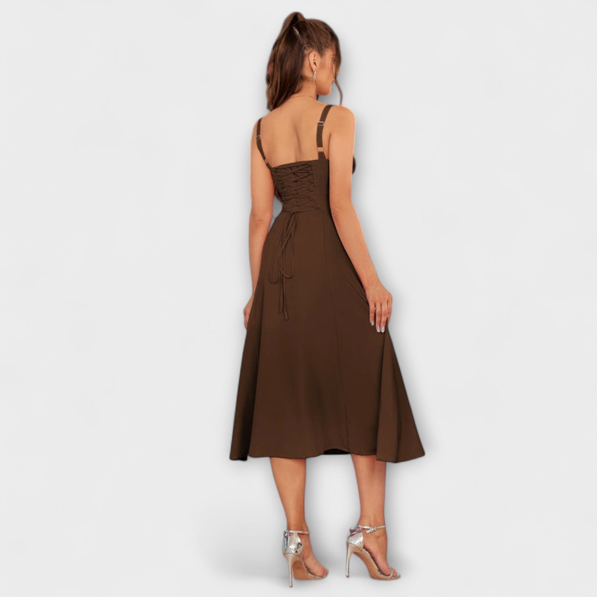 Naděje - Růžový top šaty s detailem rozparku