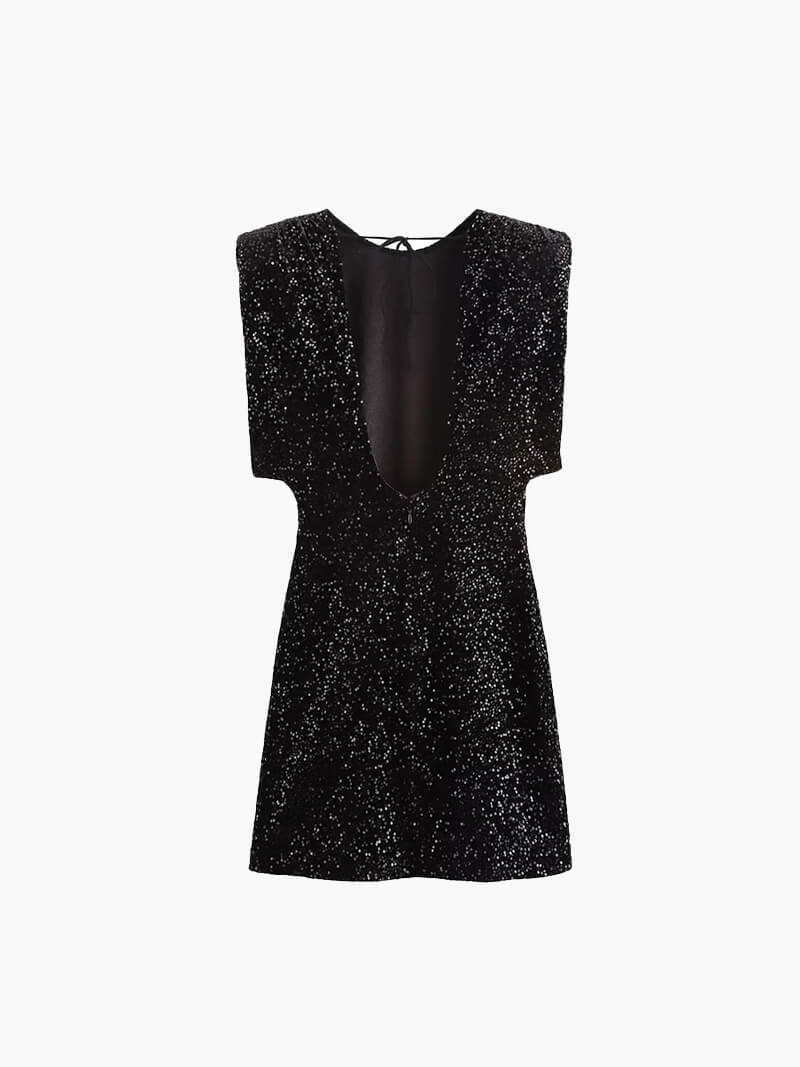 Black Sequin Velvet Mini Dress – Annie Style