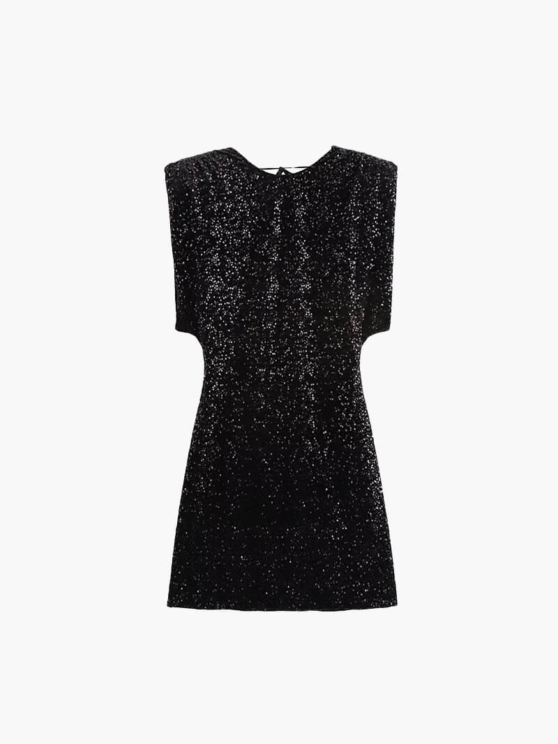 Black Sequin Velvet Mini Dress – Annie Style