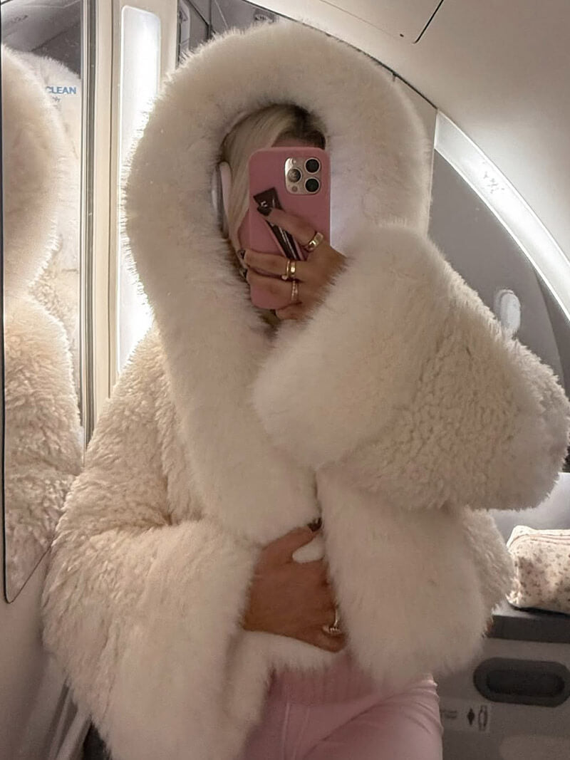 Oversized Faux Fur Hooded Jacket for Women – Luxury Winter Coat