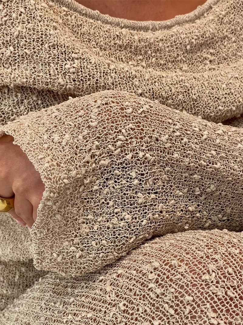 Off-Shoulder Knitted White Maxi Dress – Elegant Resort Wear