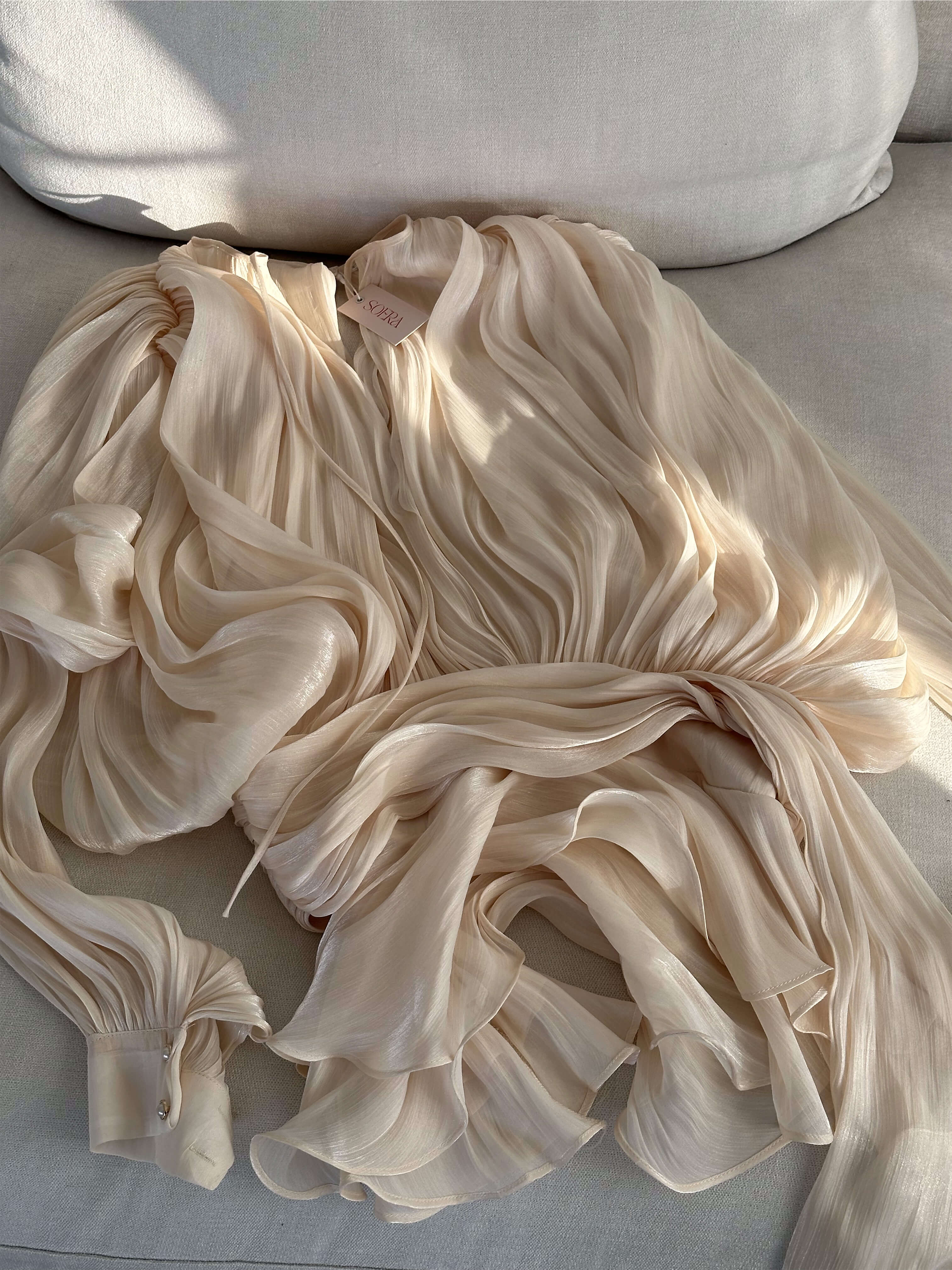 Pleated Ivory Mini Dress with Sheer Layers – Rosella Style