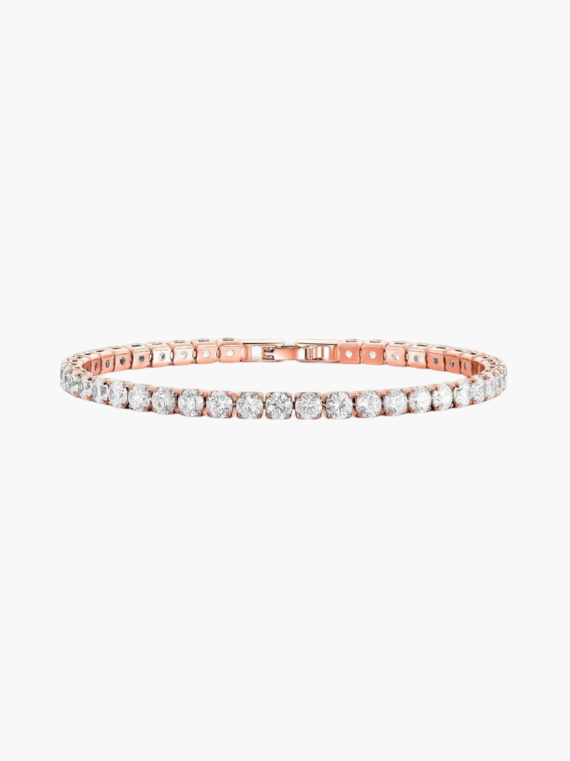 Elegant Tennis Bracelet in Gold, Rose Gold & Silver