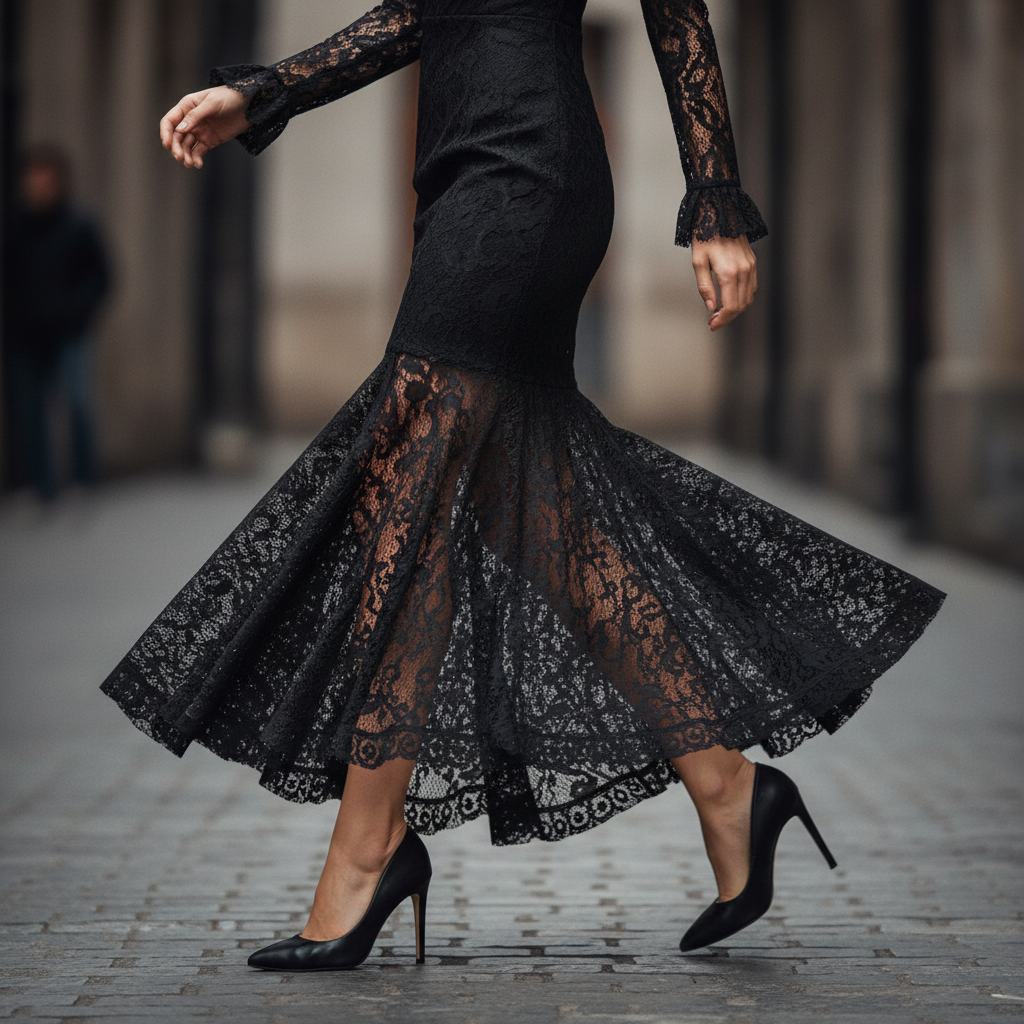 Veronika | Černé krajkové maxi šaty