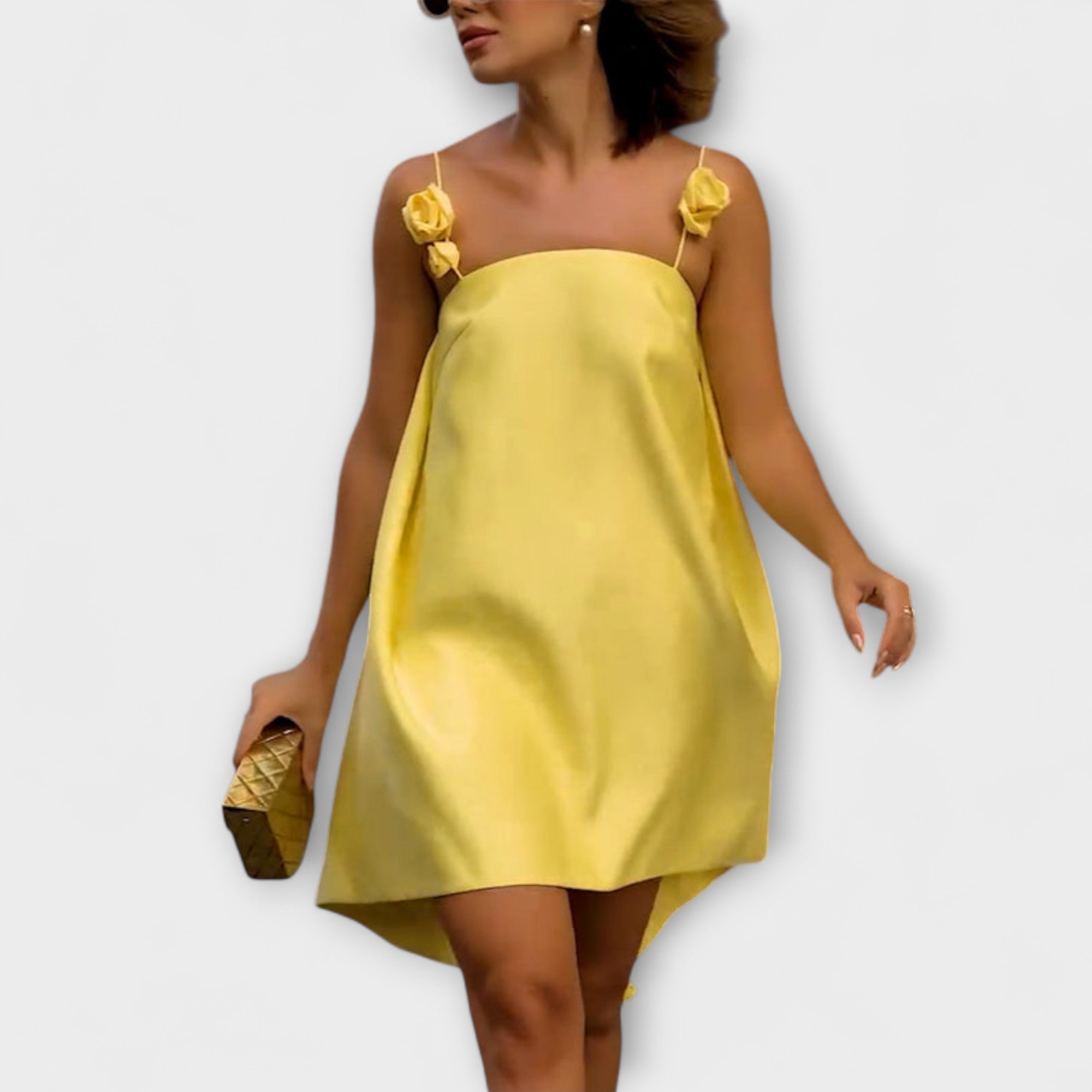 Jordan - Stylové květinové tištěné bezramínkové mini šaty