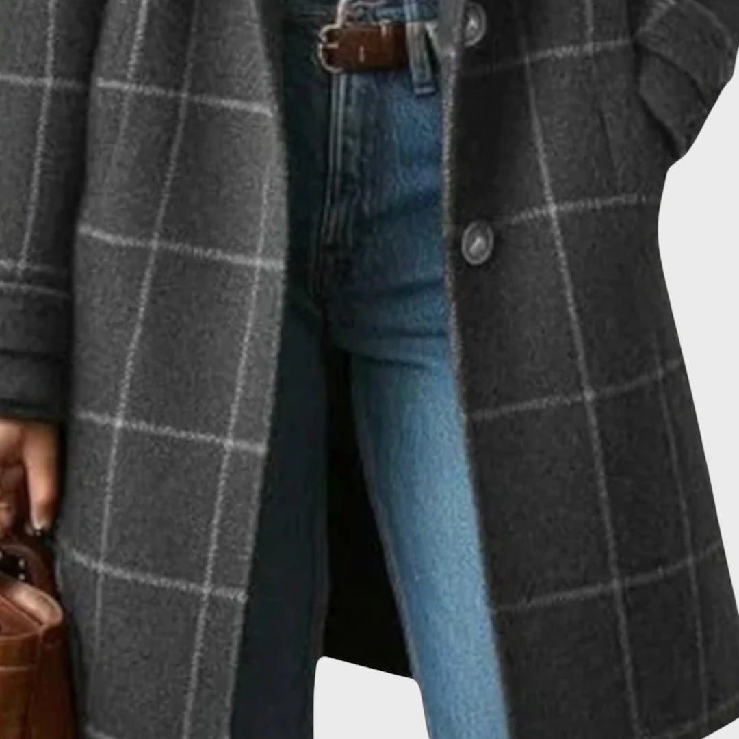 Klára | Klasický kabát s kostkovaným vzorem