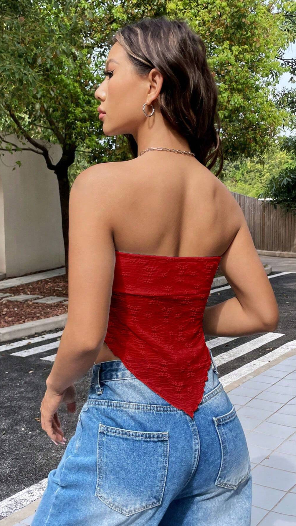 Strapless Bow Tie Bandeau Top for Women – Chic Summer Crop Top