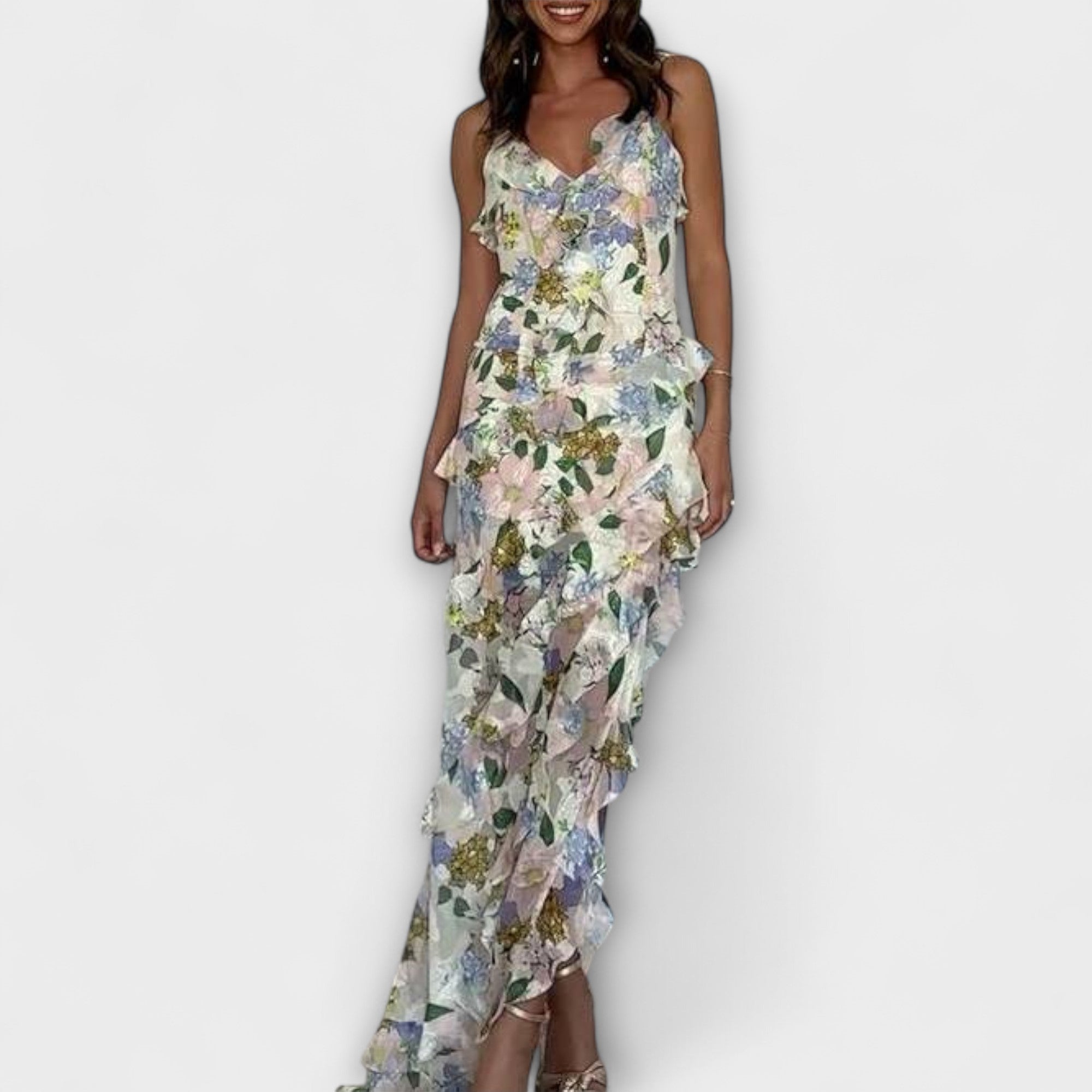 Indie - Šaty s volány a potiskem