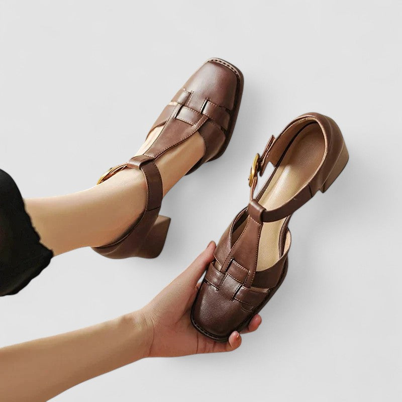 Elyxiana | Ortopedické T-páskové blokové podpatky