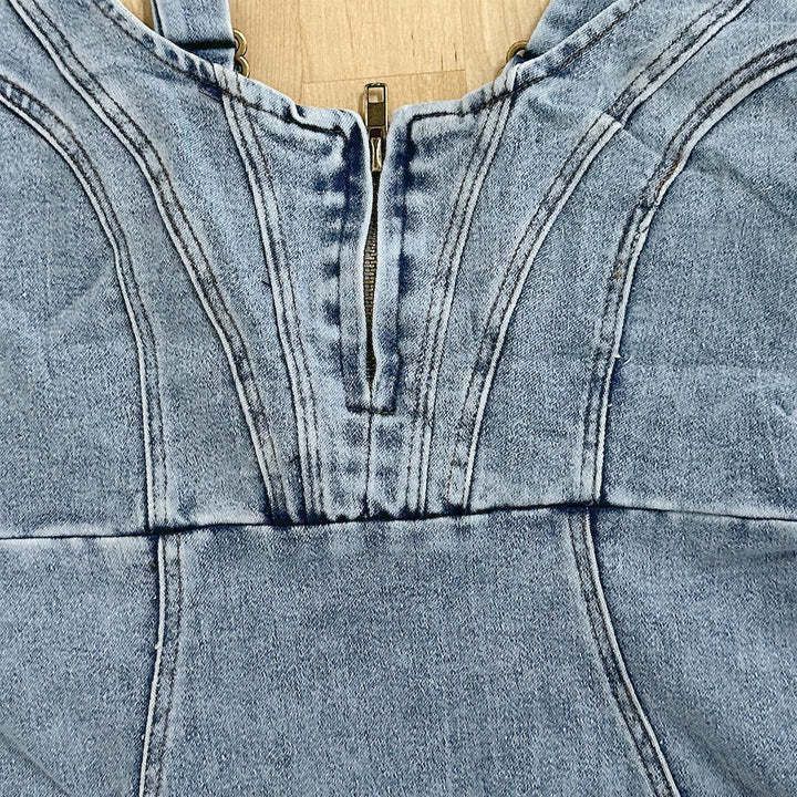Denim Bodycon Midi Dress – Sleeveless Fitted Casual Chic