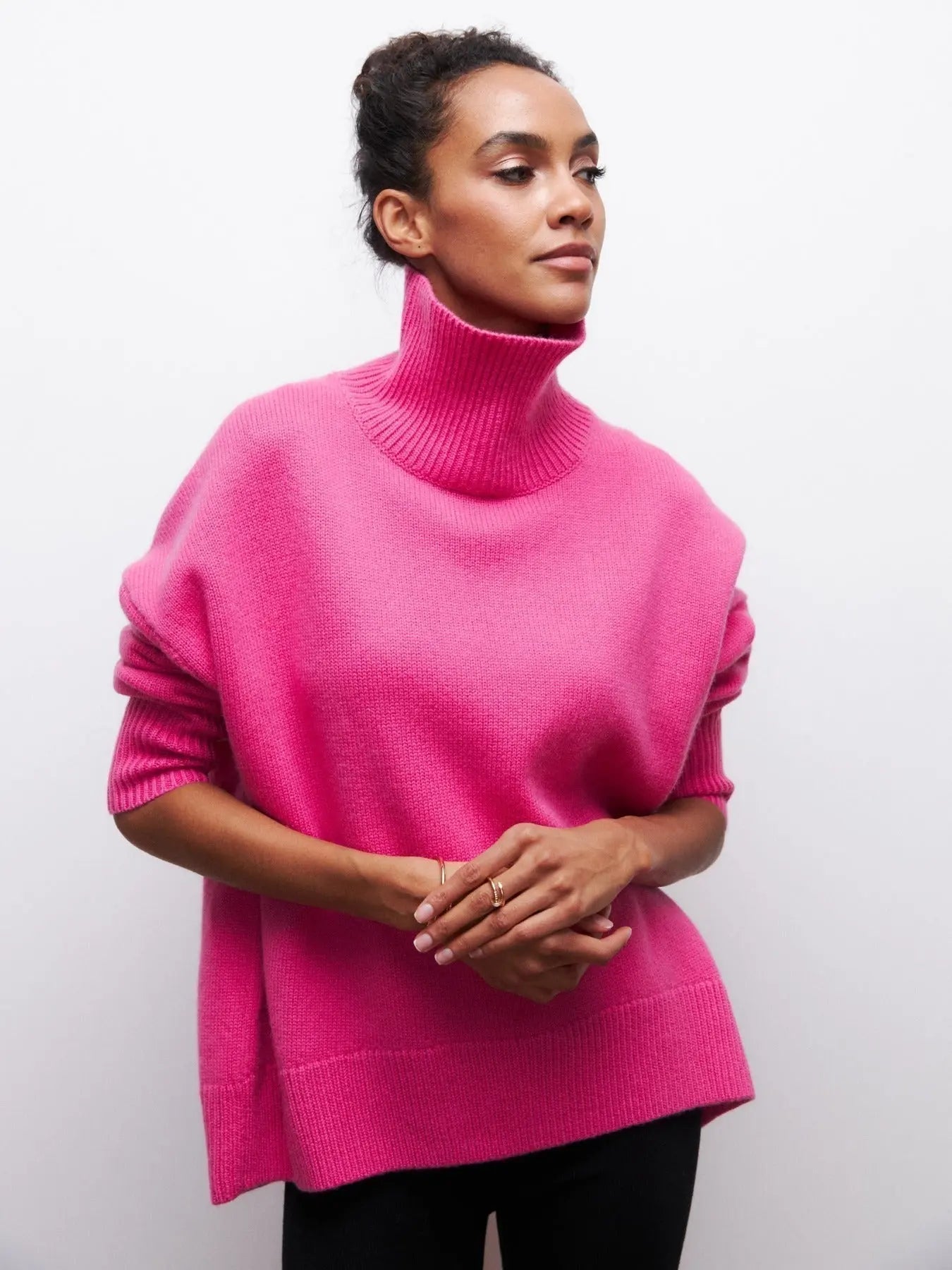 Orange Oversized Turtleneck Sweater for Women – Cozy Winter Knit
