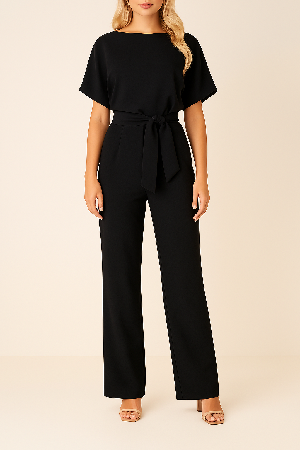Belted Wide-Leg Jumpsuit – Elegant Casual to Formal Outfit