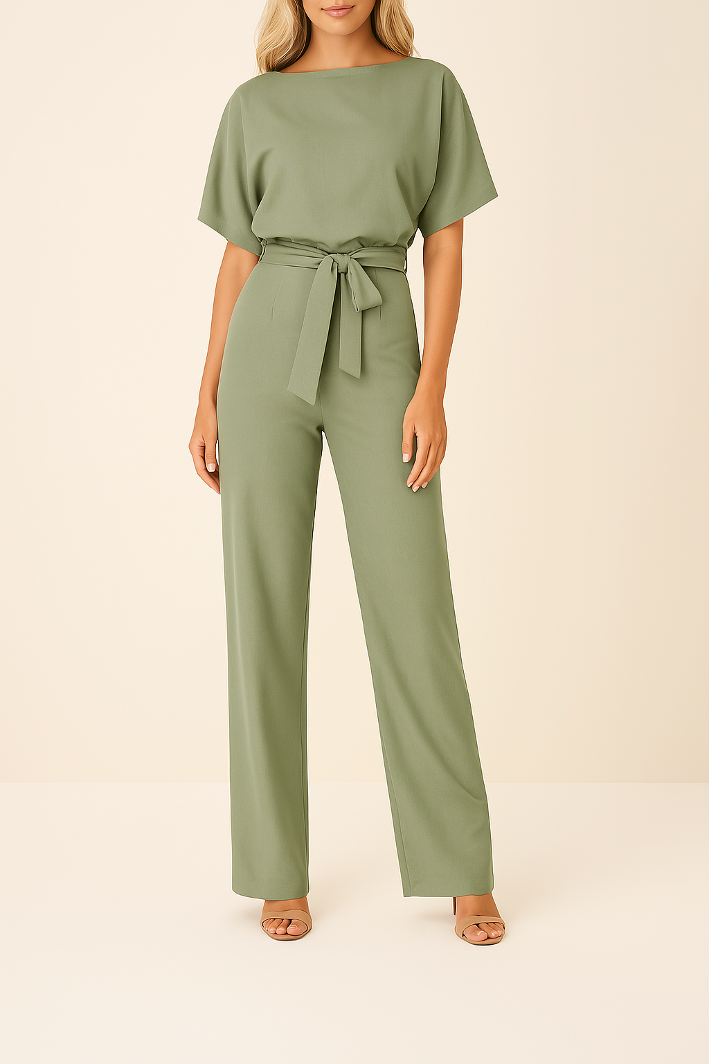 Belted Wide-Leg Jumpsuit – Elegant Casual to Formal Outfit