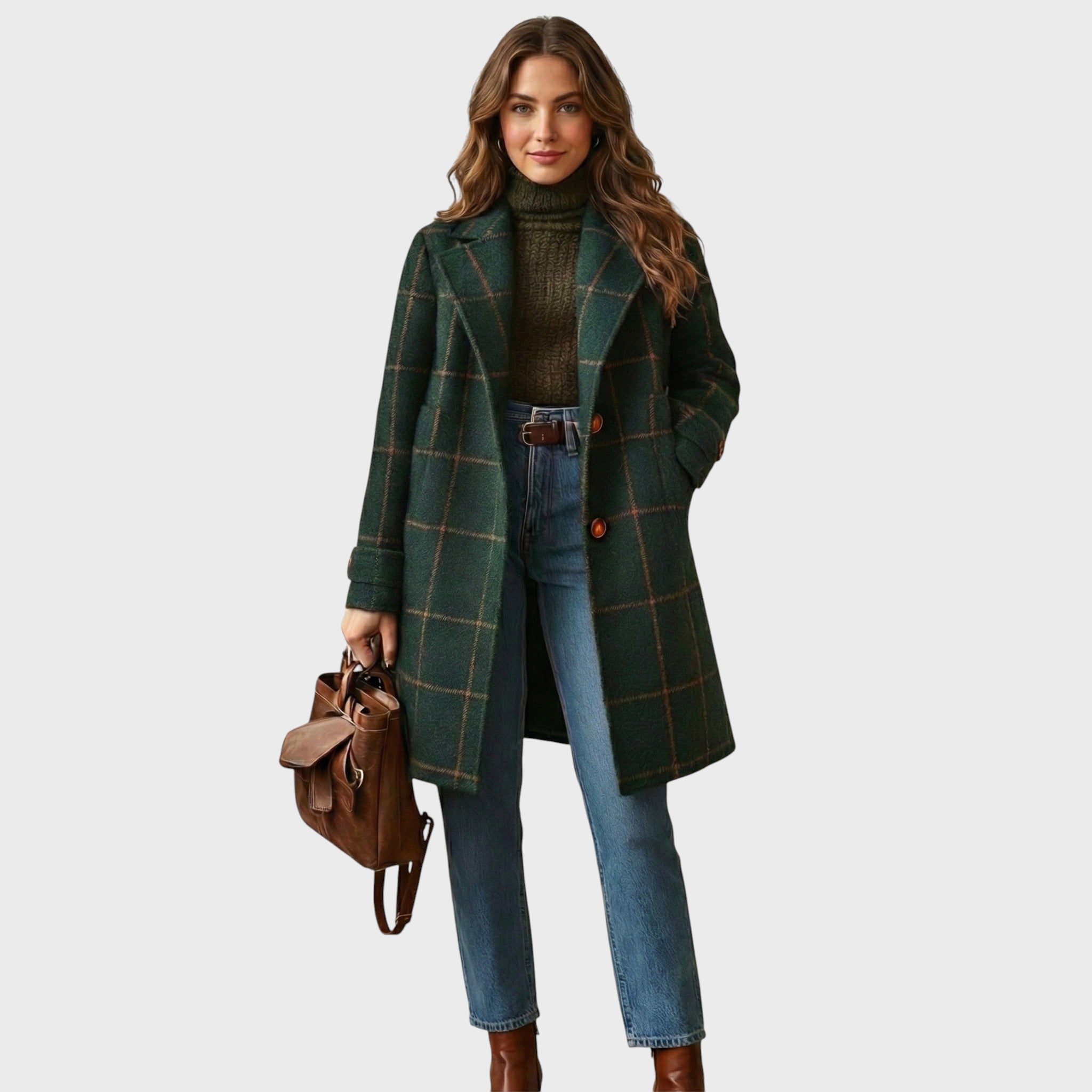 Klára | Klasický kabát s kostkovaným vzorem