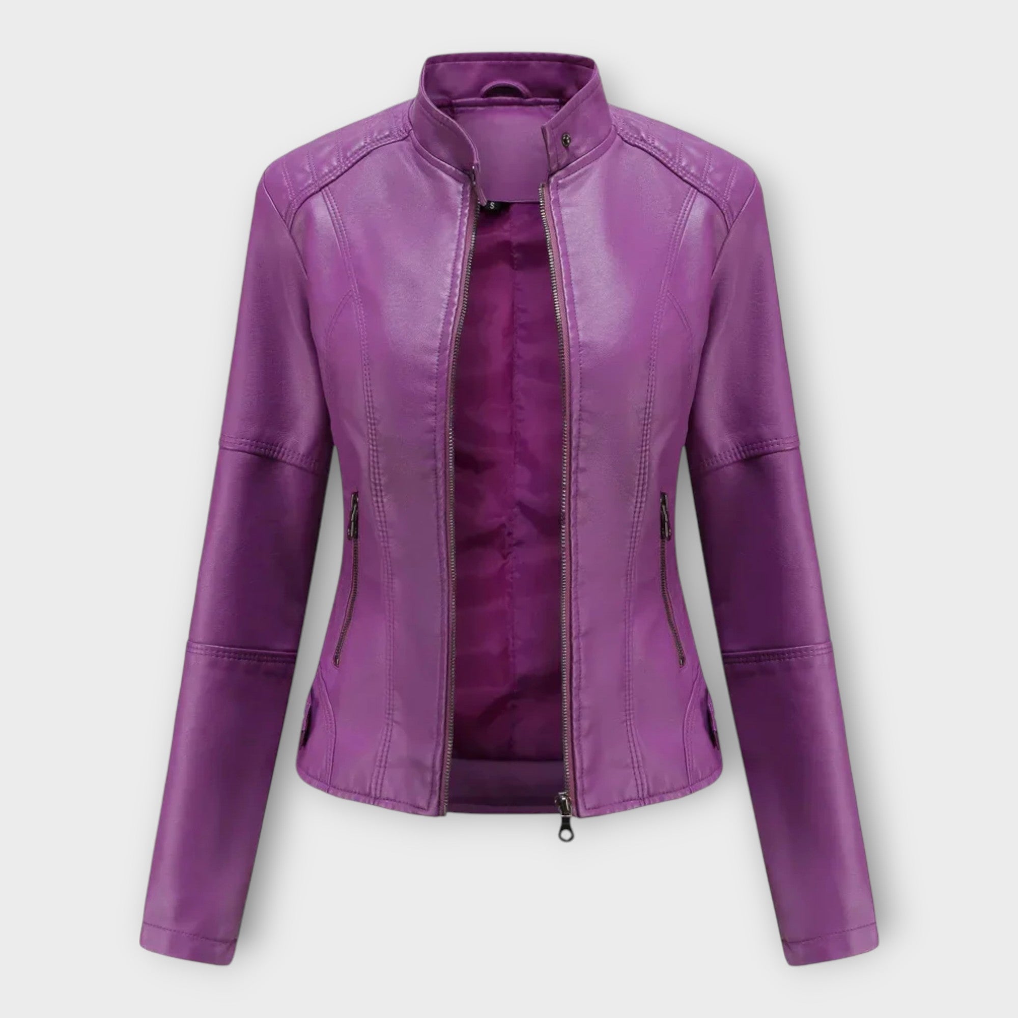 Moderní Krátká Kožená Bunda na Zip