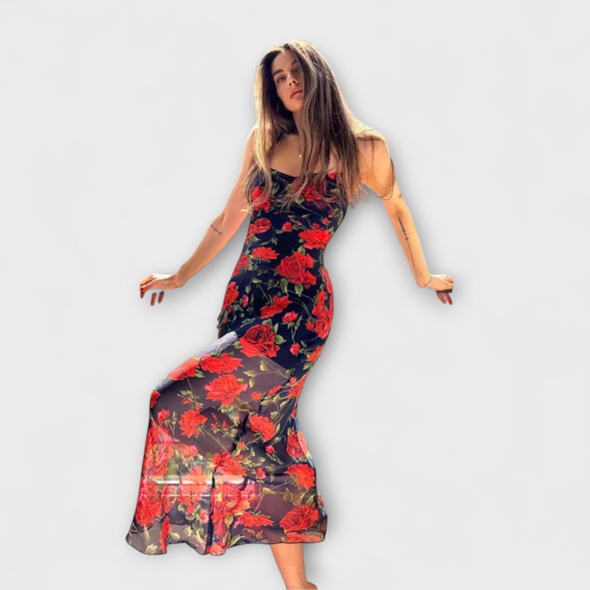 Šaty bodycon s květinovým vzorem a ramínky