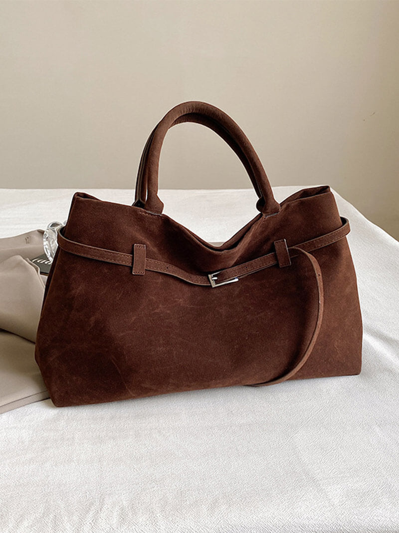 Suede Top Handle Bag – Timeless Structured Tote