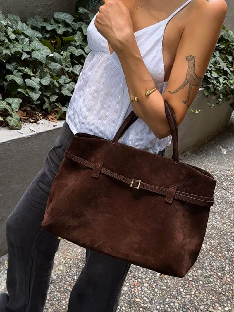 Suede Top Handle Bag – Timeless Structured Tote