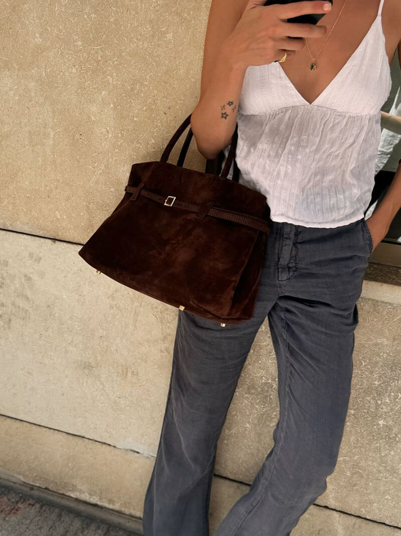 Suede Top Handle Bag – Timeless Structured Tote