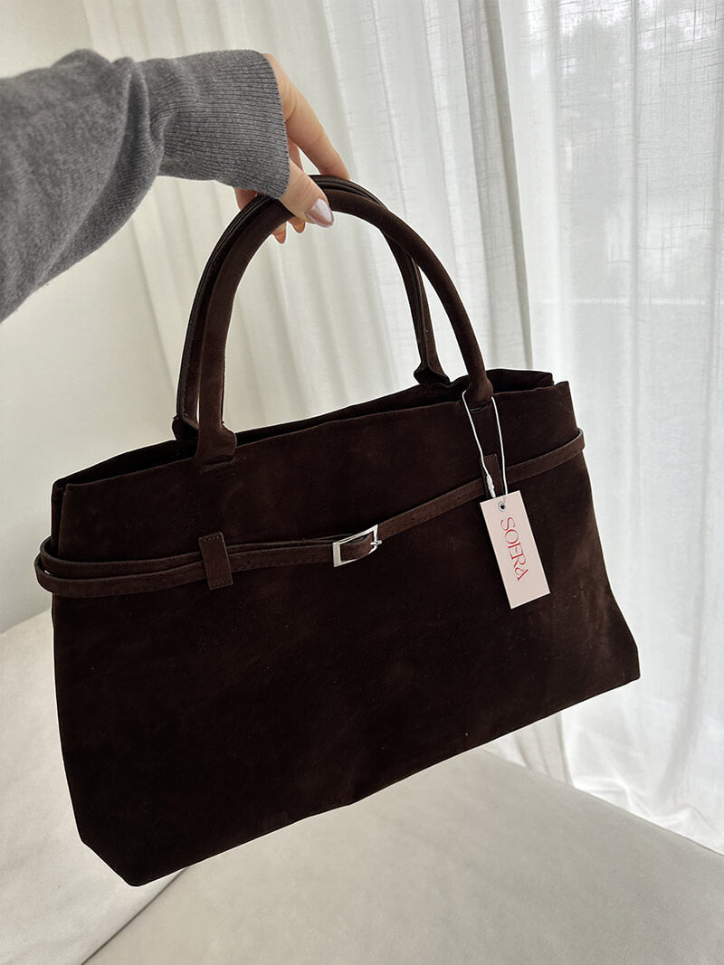Suede Top Handle Bag – Timeless Structured Tote