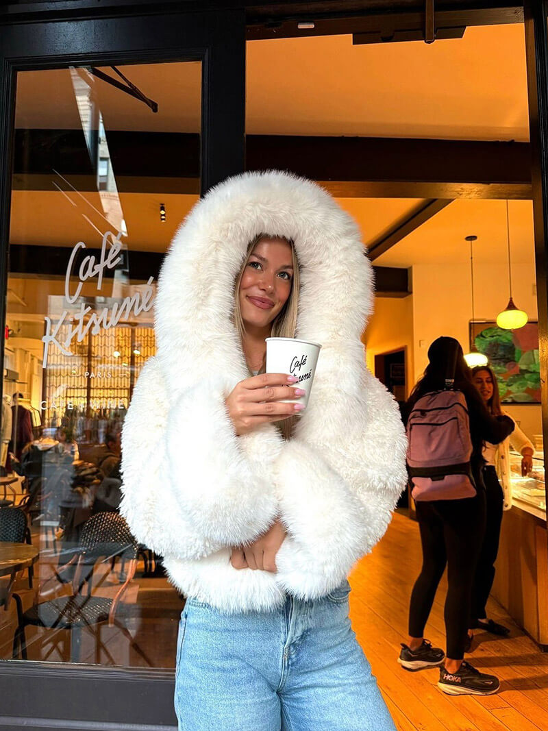 Oversized Faux Fur Hooded Jacket for Women – Luxury Winter Coat