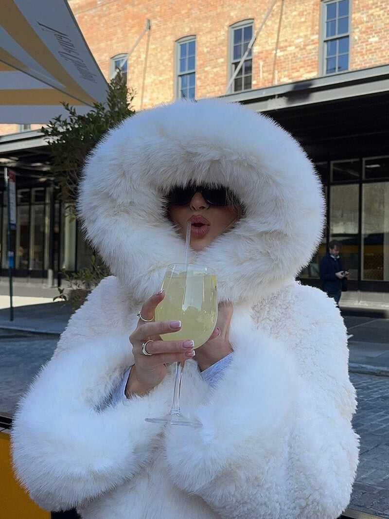 Oversized Faux Fur Hooded Jacket for Women – Luxury Winter Coat