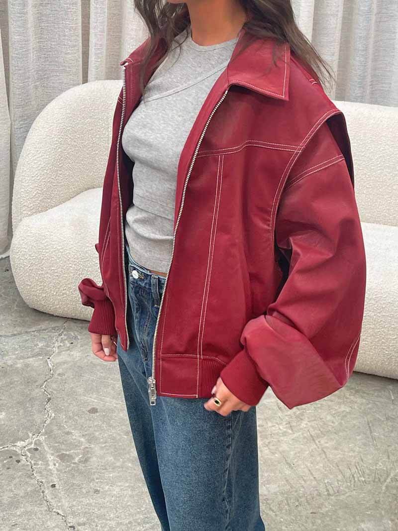 Oversized Zip-Up Jacket for Women – Casual Streetwear Outerwear