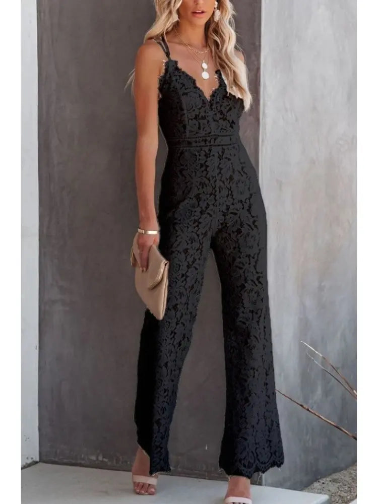 Lace Wide-Leg Jumpsuit – Elegant Occasion Wear