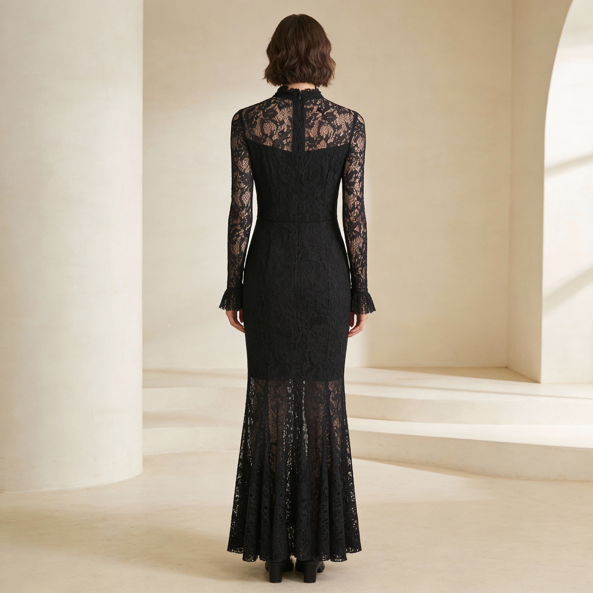 Veronika | Černé krajkové maxi šaty