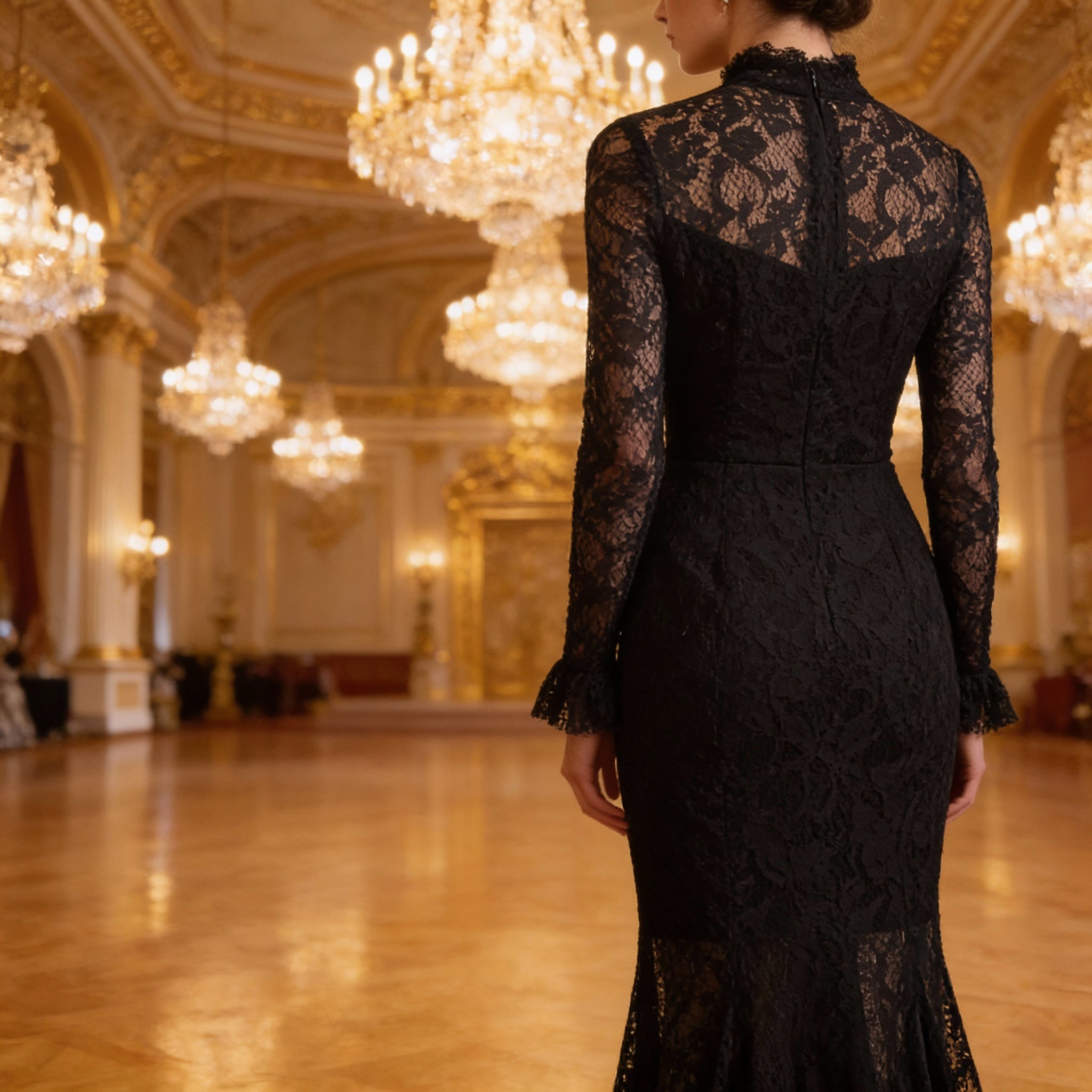 Veronika | Černé krajkové maxi šaty