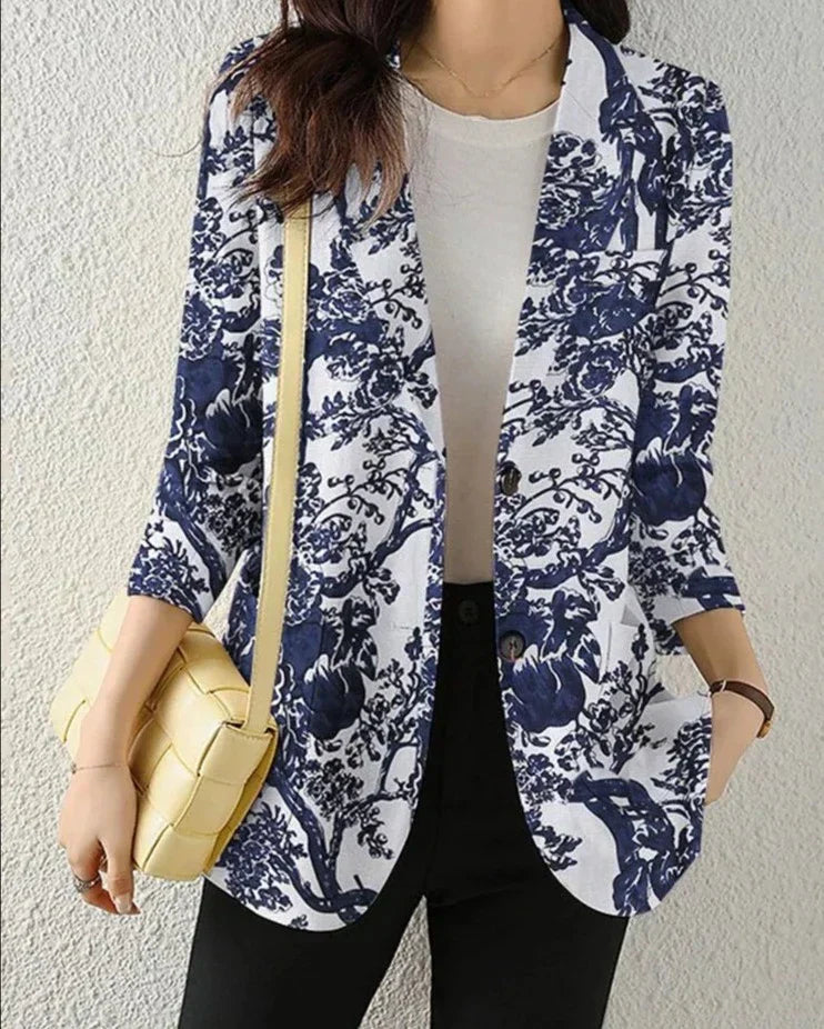 Floral Print Tailored Blazer – Chic Casual to Formal Outerwear
