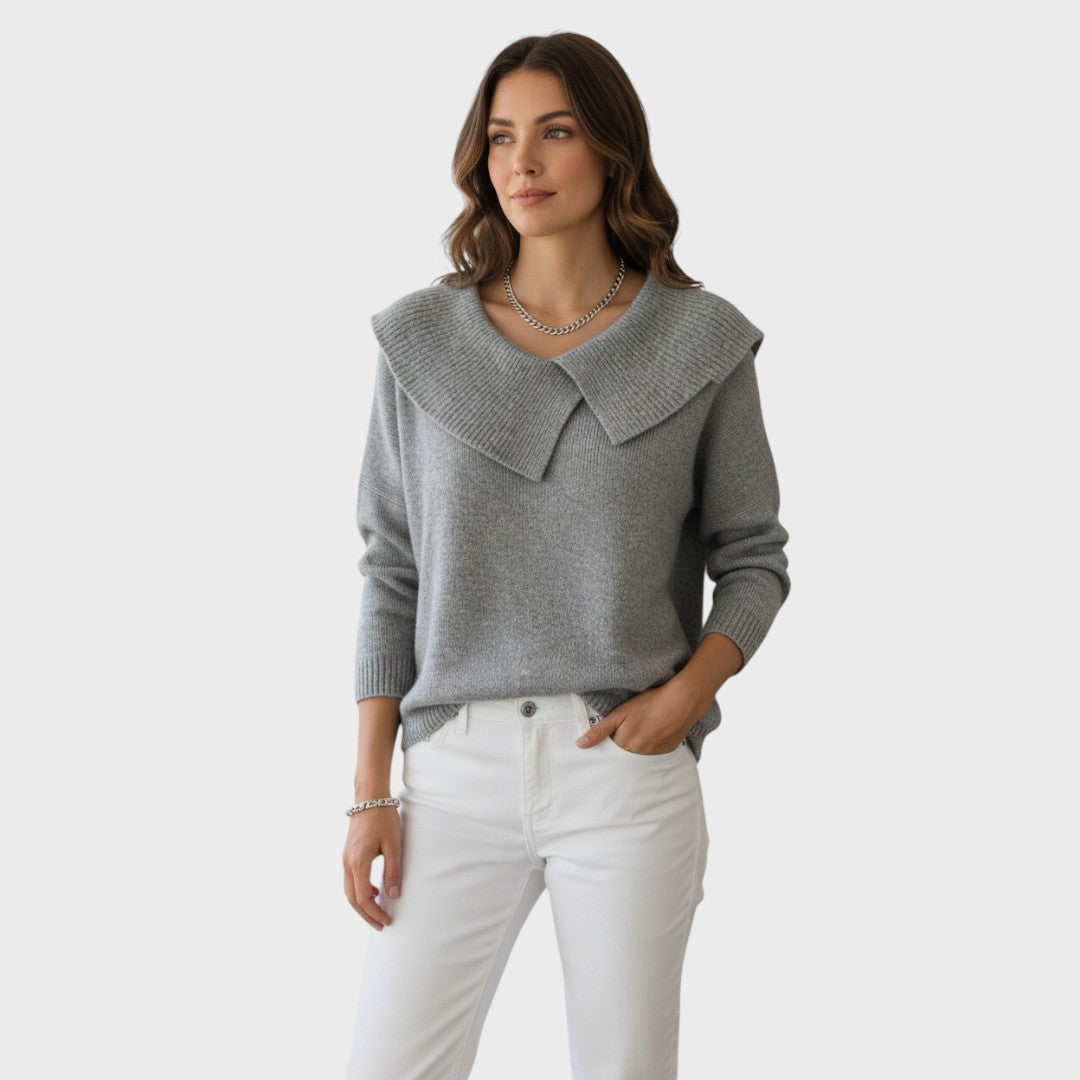 Barbora | Elegantní pletený svetr s výrazným límcem