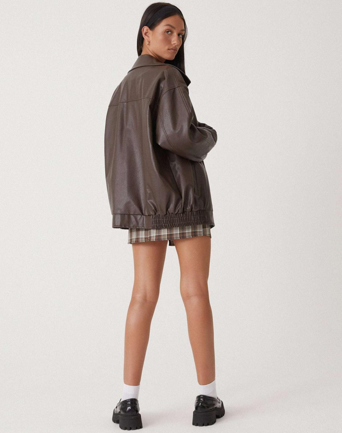 Oversized Faux Leather Jacket for Women – Stylish Casual Outerwear